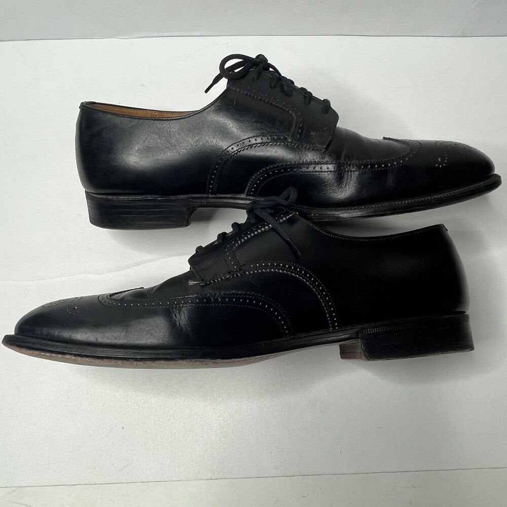 Alan Mcafee Black Leather Oxfords Wingtip Dress Shoes Mens Size UK 9.5E US 10.5E - Picture 12 of 15